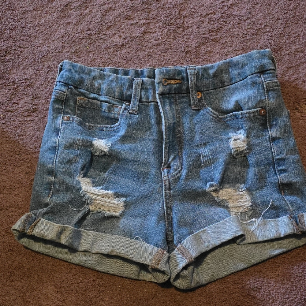 Aeropostale Blue Distressed Jean Shorts